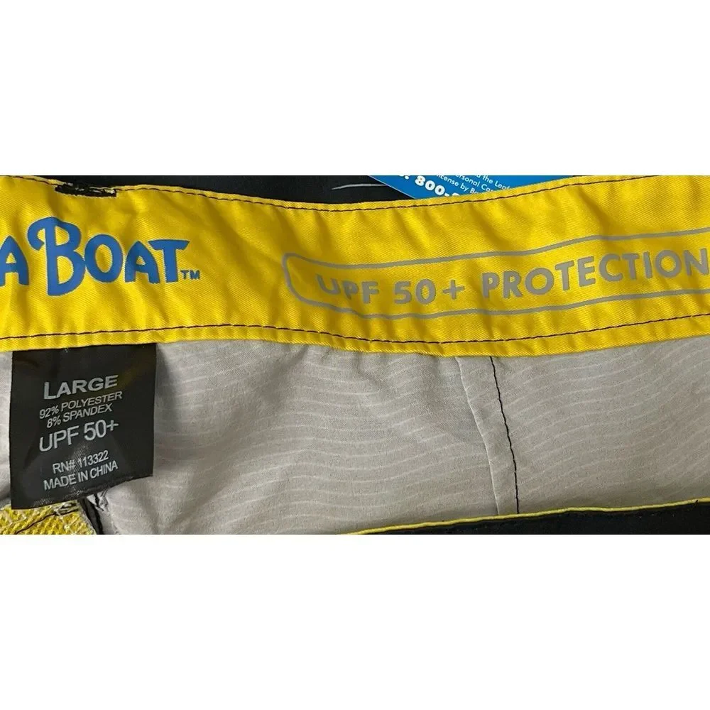 Banana Boat Men's Swimming Shorts UPF 50+ Size L Blue/Black‎ Striped